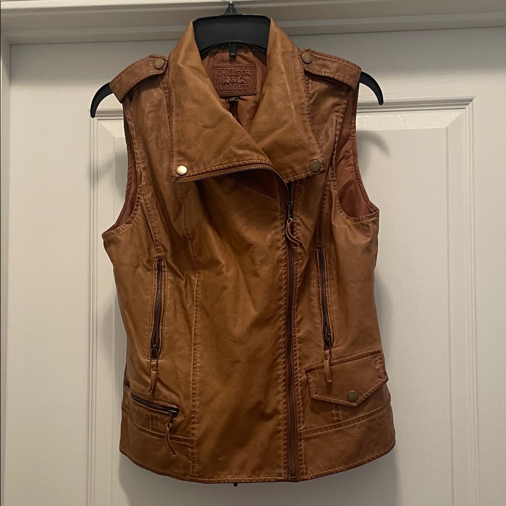 Chelsea & Violet Tan Faux Leather Vest